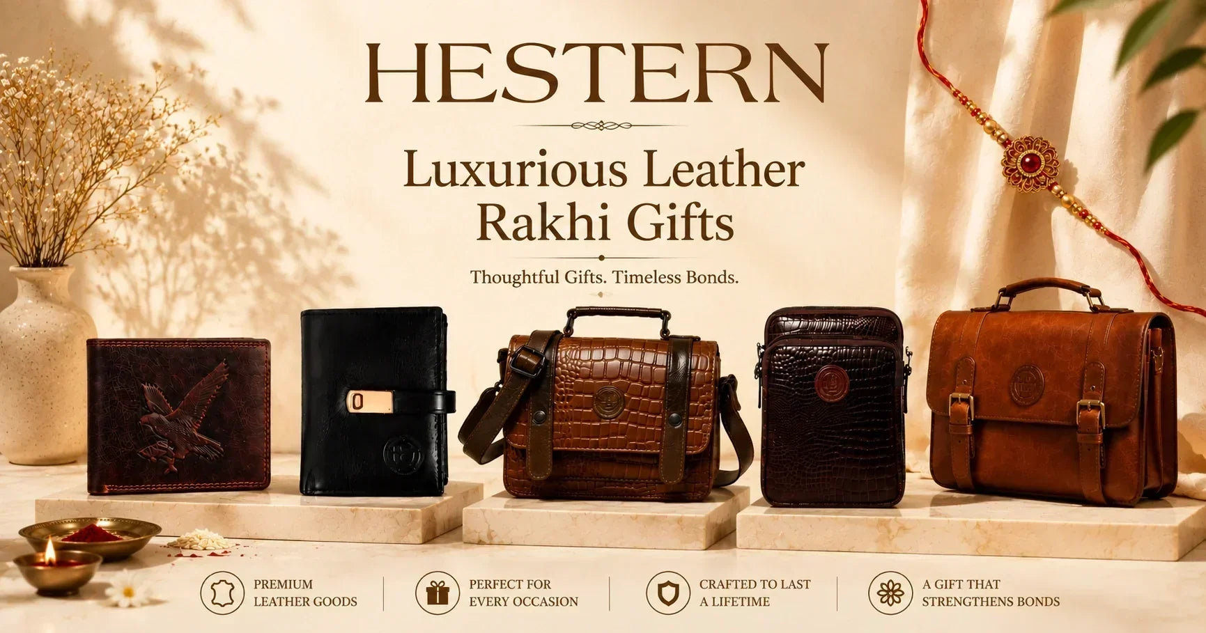 Hestern Luxurious Leather Rakhi Gifts