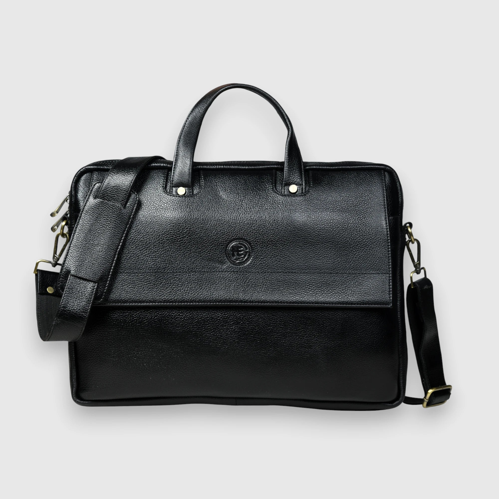 Executive Edge Leather Laptop Briefcase - Black Colour