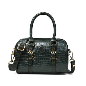 Emerald Luxe Croc Satchel - Dark Green