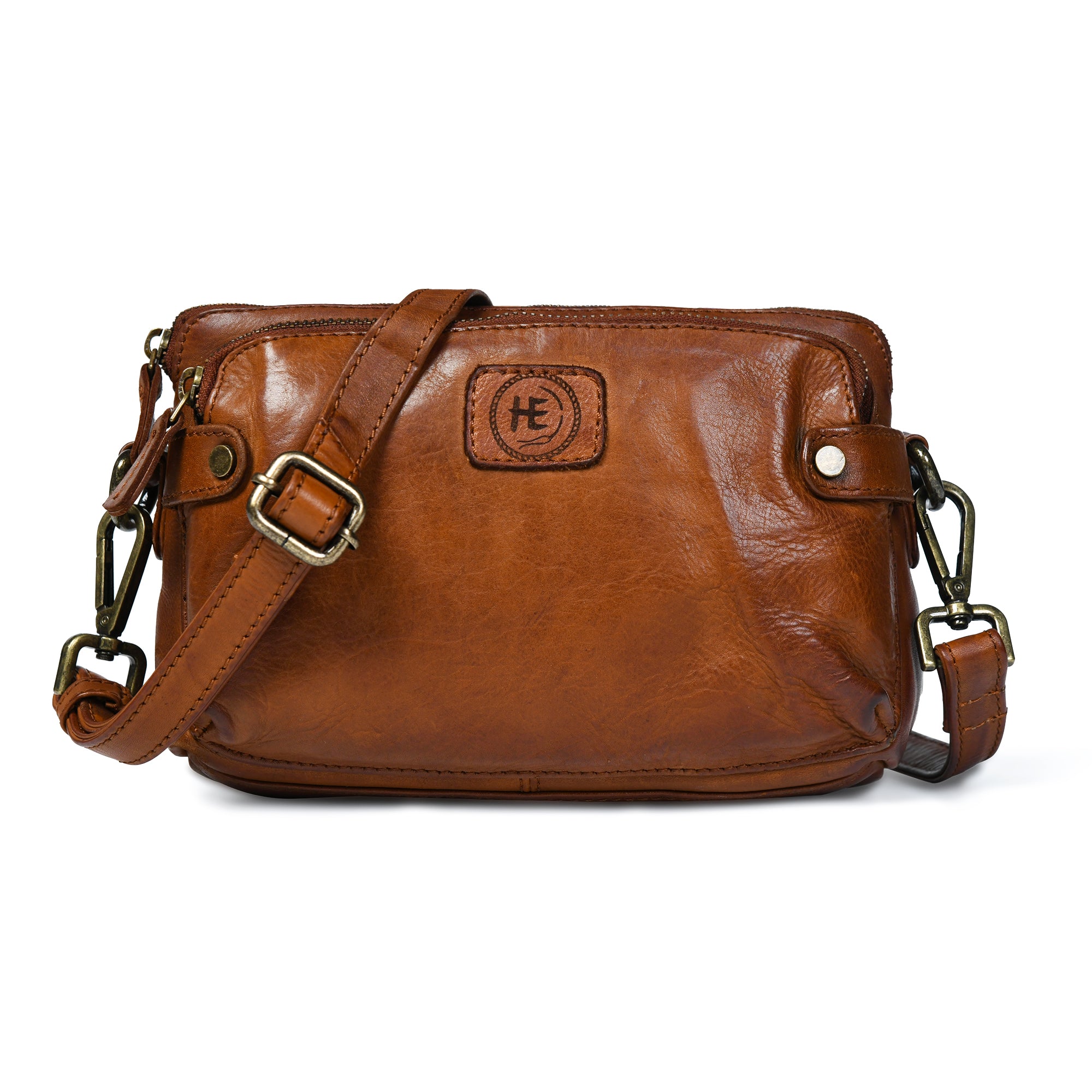 Classic Cognac Leather Women's Handbag - Tan colour