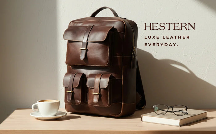 Hestern TerraLux Leather Backpack-Expresso Brown
