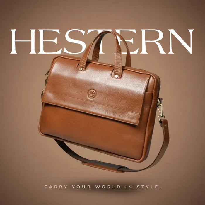 Executive Edge Leather Laptop Briefcase - Tan Colour