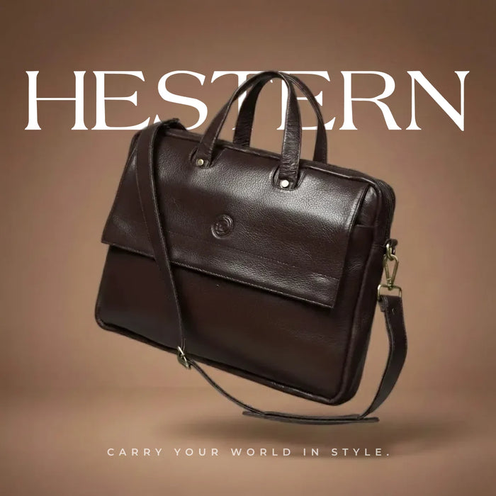 Executive Edge Leather Laptop Briefcase - Espresso brown