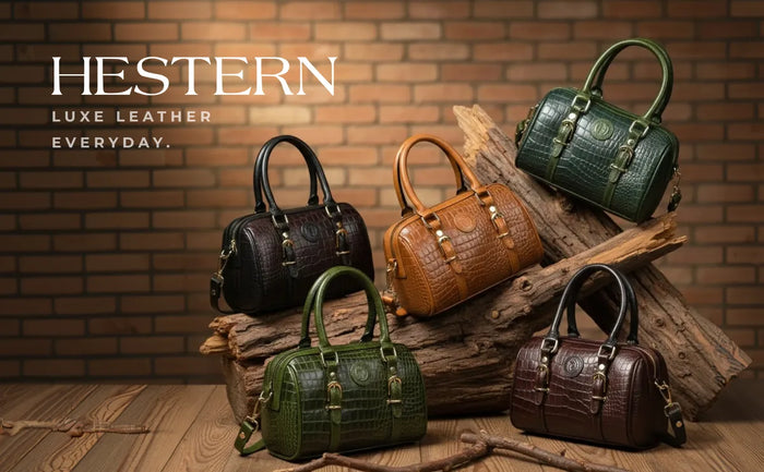 Emerald Luxe Croc Satchel Bag - Tan Colour