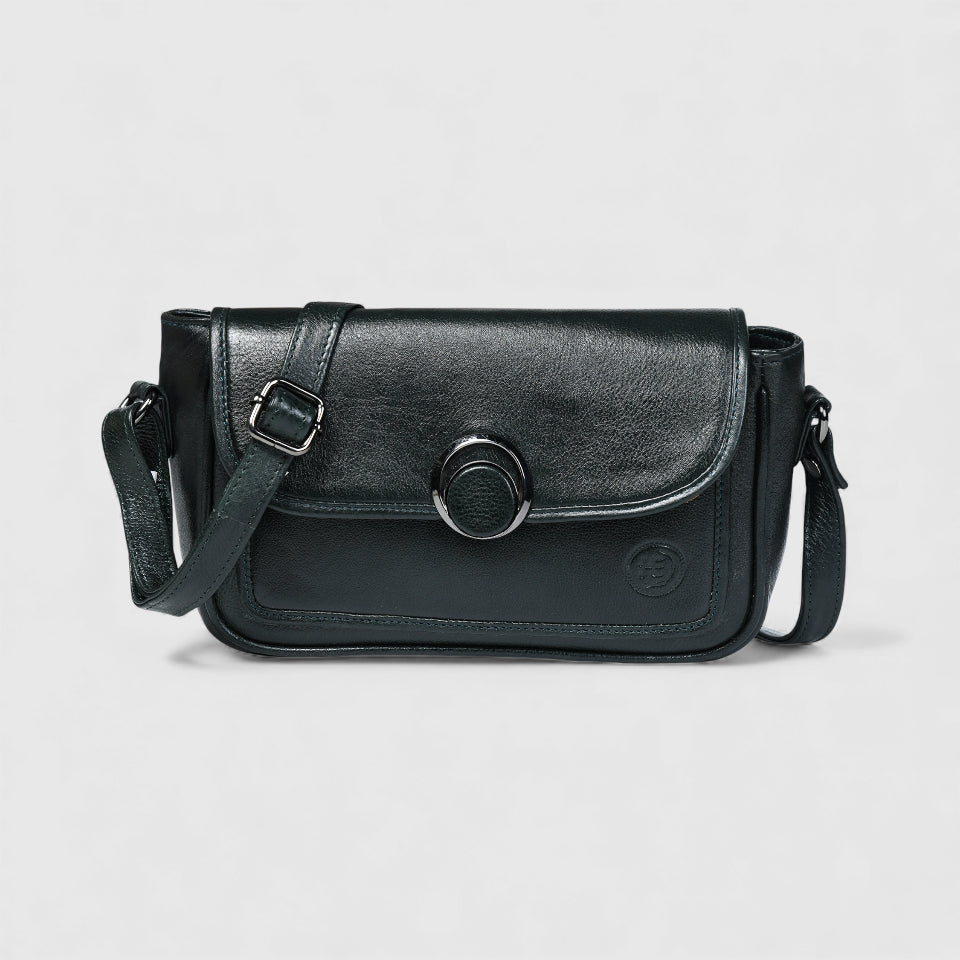 Verdant Elegance Women's Leather Handbag - Rich green
