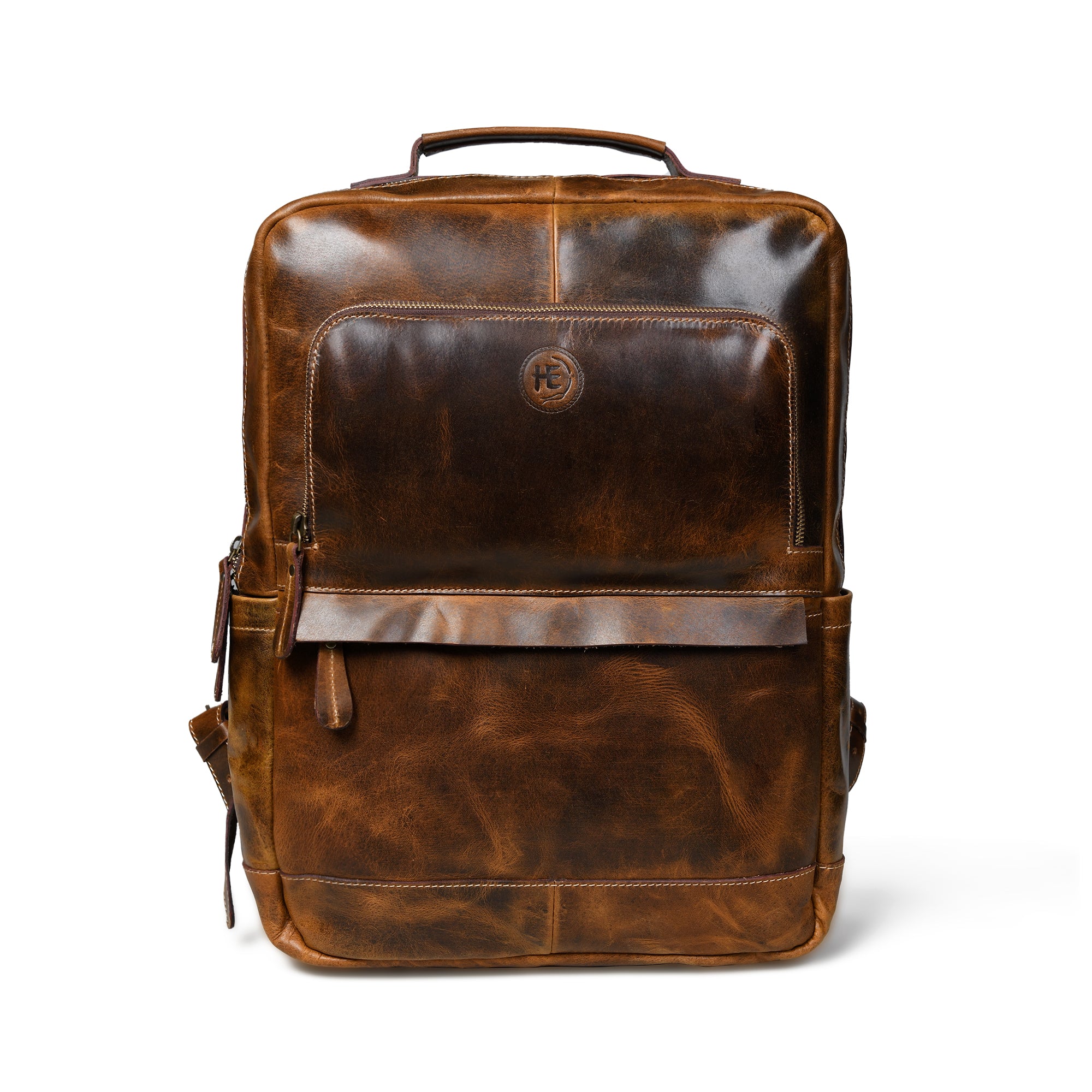 Alpine Vintage Leather Laptop Backpack - Tan Colour