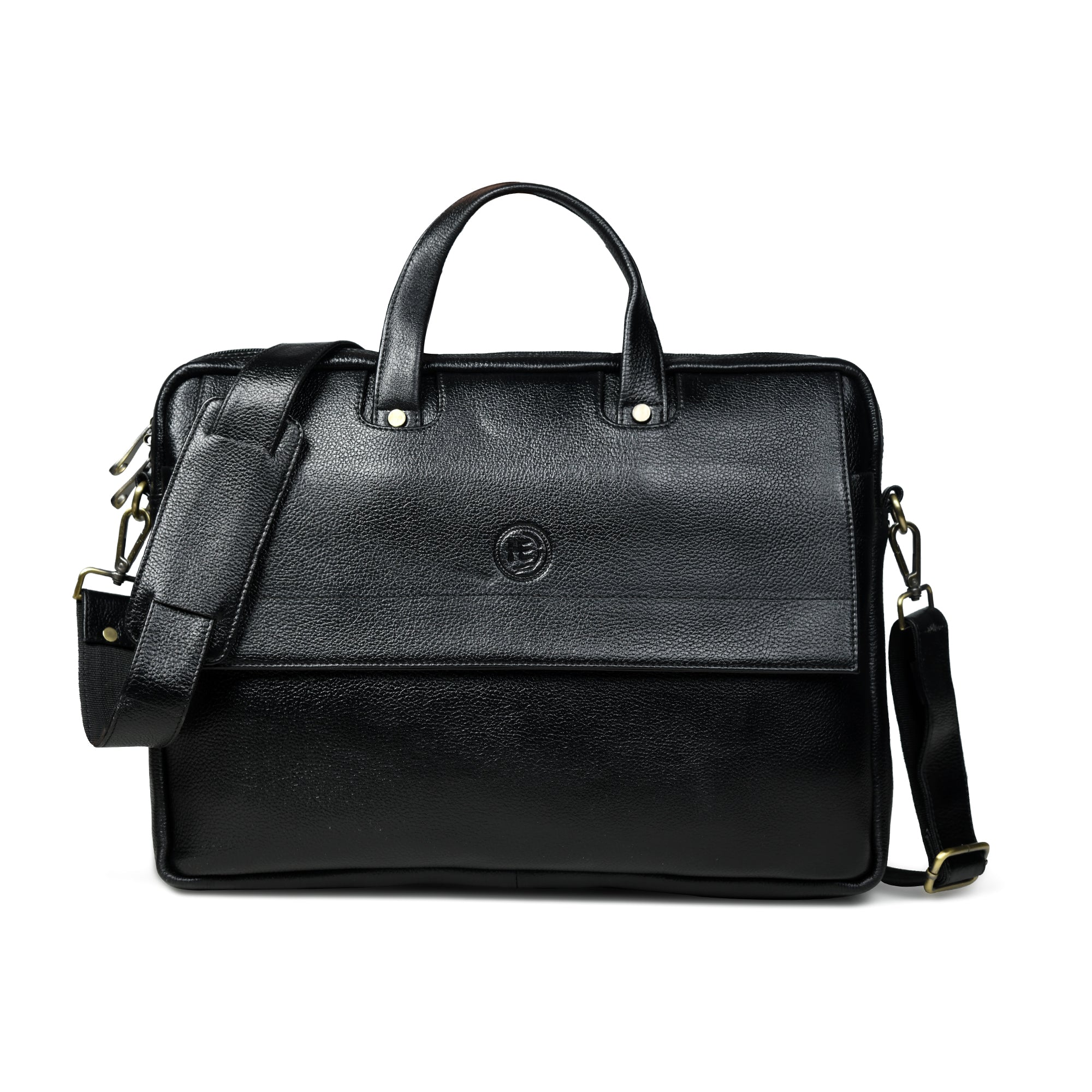 Executive Edge Leather Laptop Briefcase - Black Colour