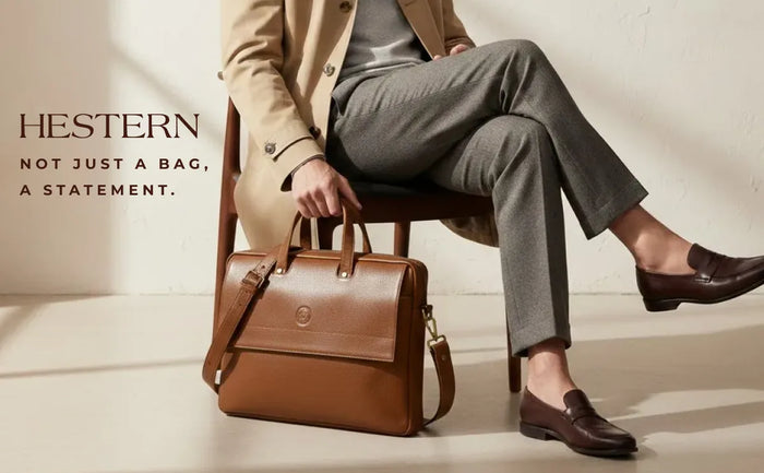 Executive Edge Leather Laptop Briefcase - Tan Colour
