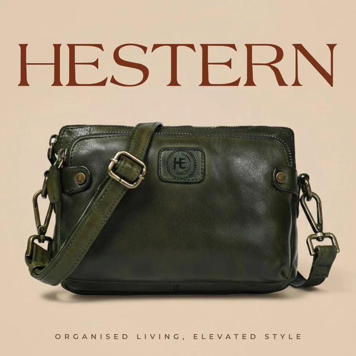 Classic Cognac Leather Women's Handbag - Olive Colour