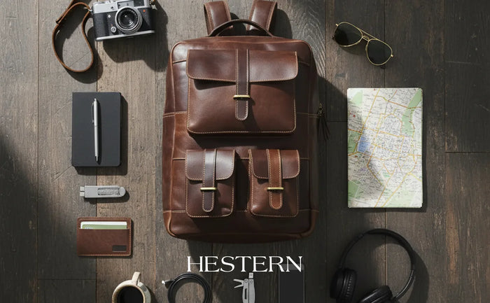 Hestern TerraLux Leather Backpack-Expresso Brown