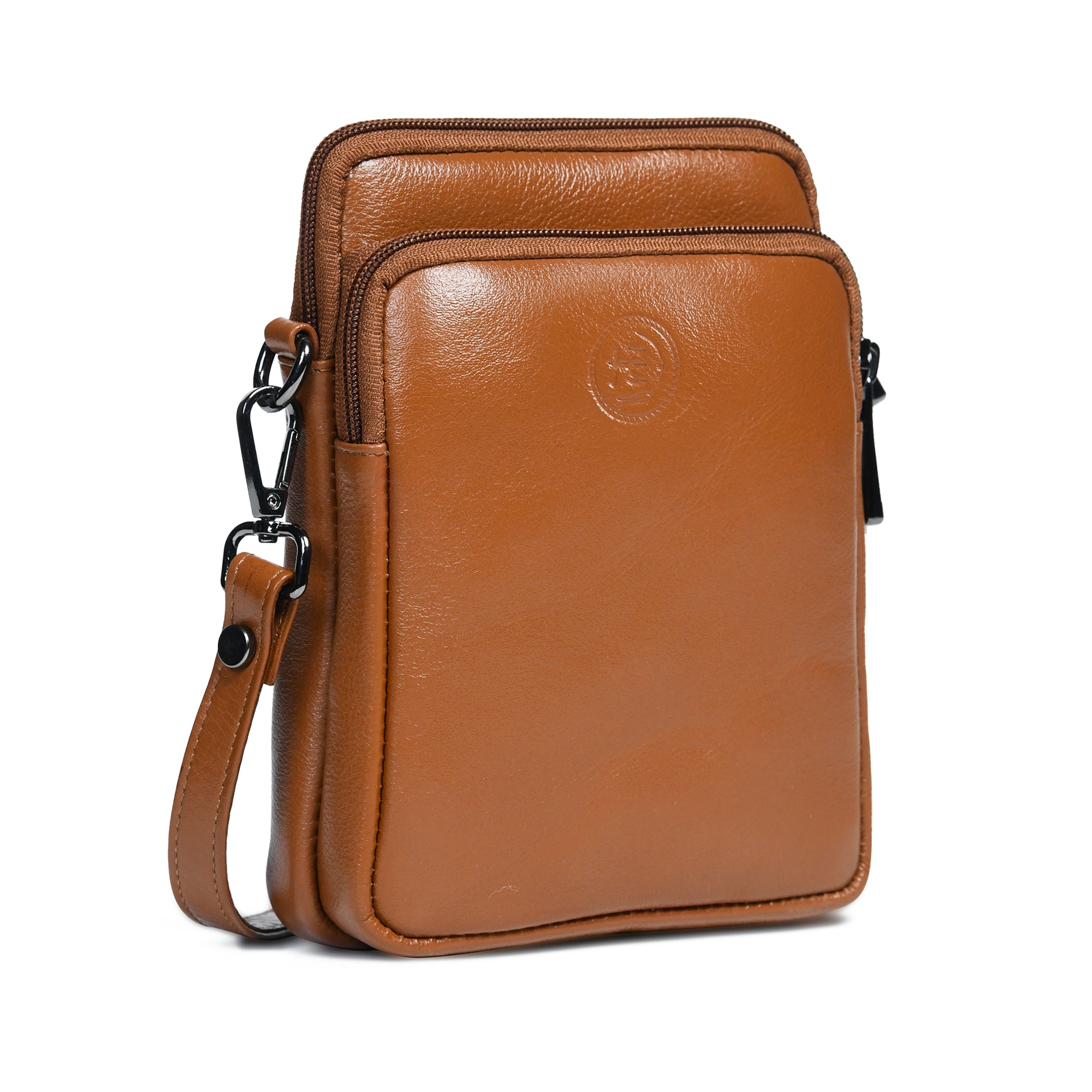 AmberStride Leather Sling Bag – Brown Colour