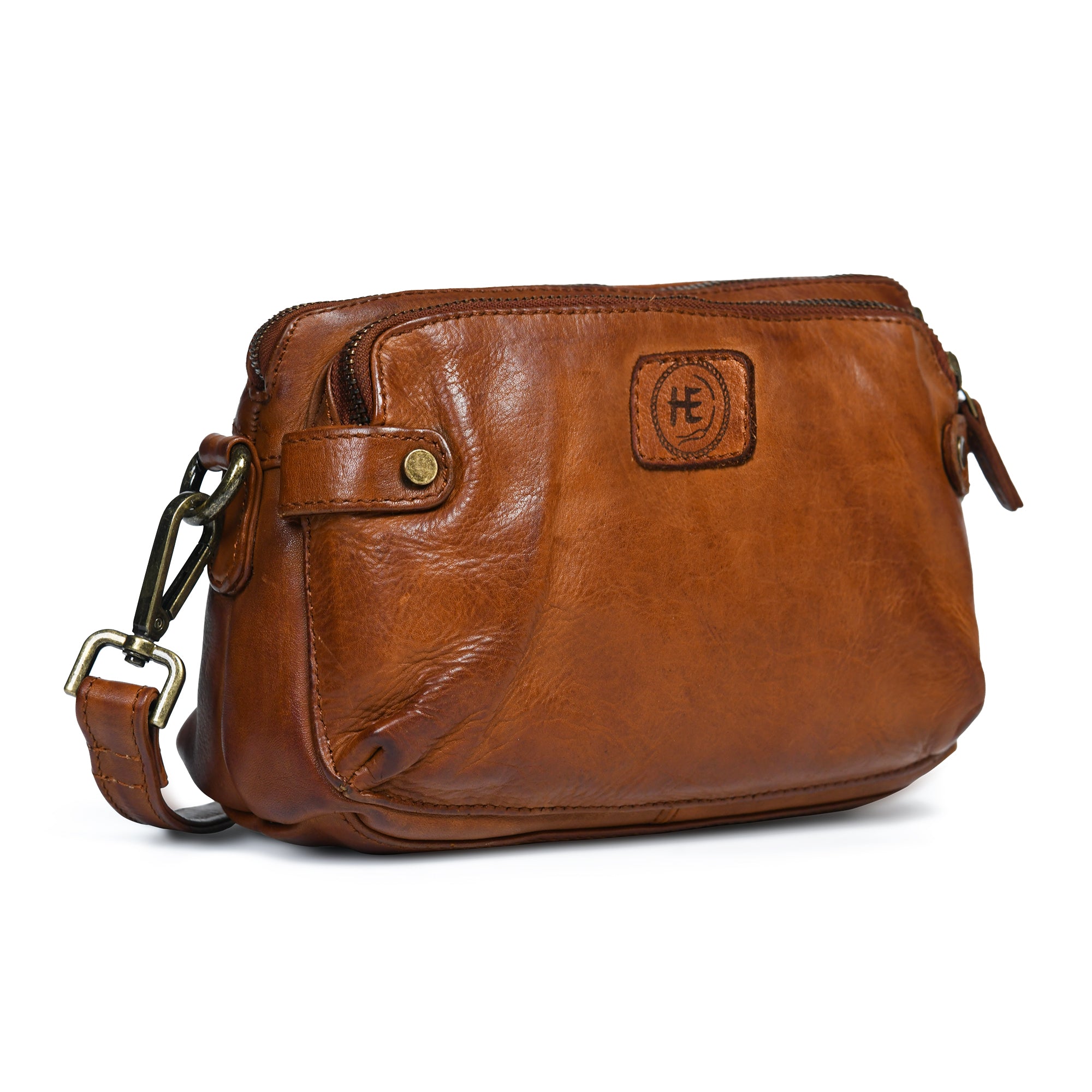 Classic Cognac Leather Women's Handbag - Tan colour