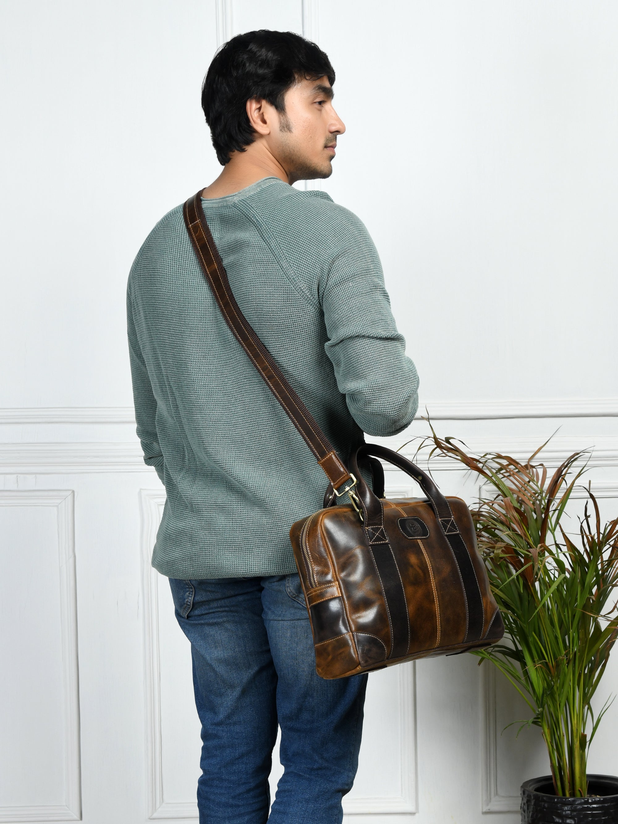 Heritage Buffalo Leather Laptop Bag - Brown Colour