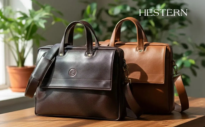 Executive Edge Leather Laptop Briefcase - Espresso brown