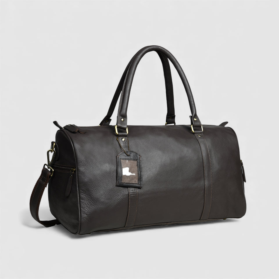 The Voyager Leather Travel Duffle Bag - Expresso brown