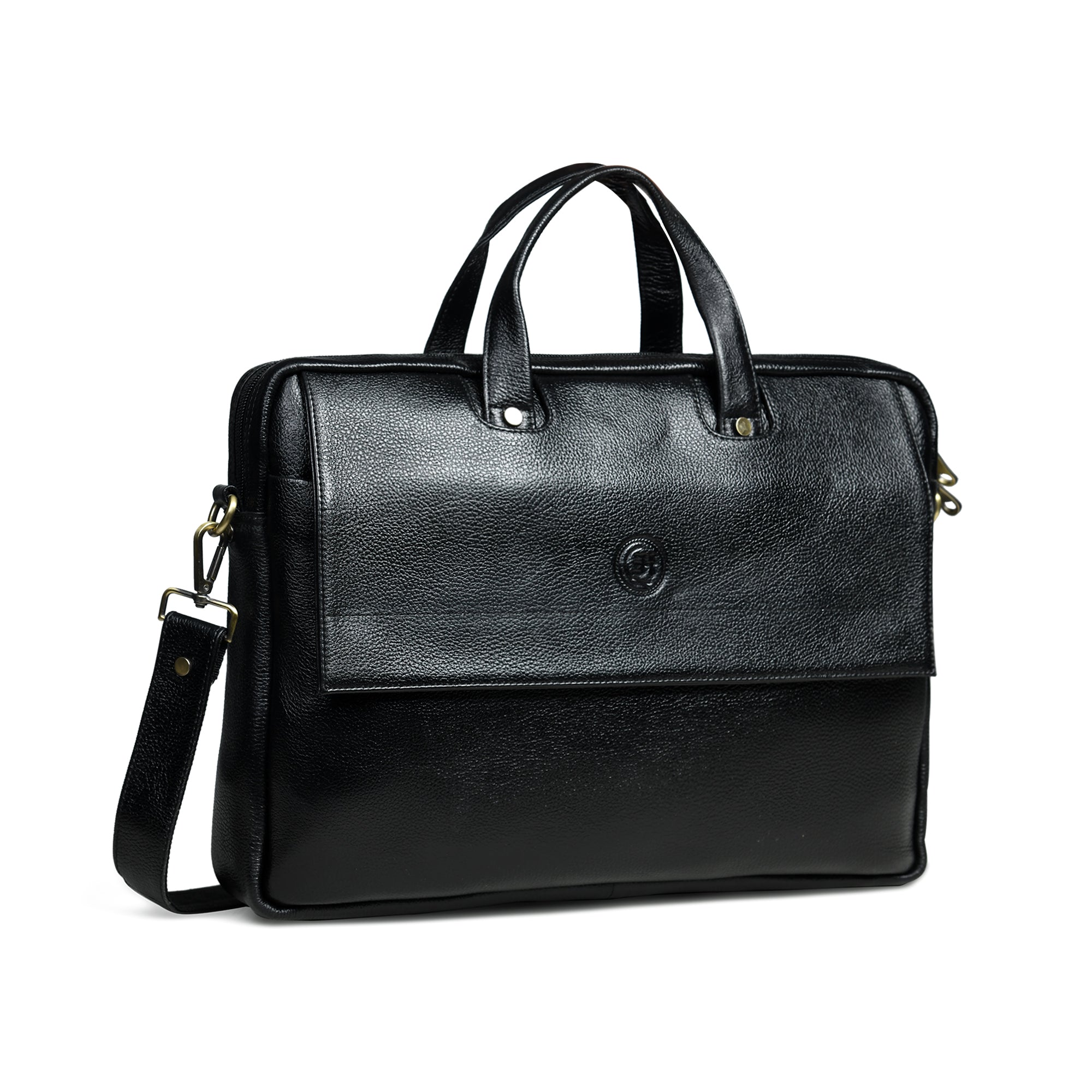 Executive Edge Leather Laptop Briefcase - Black Colour