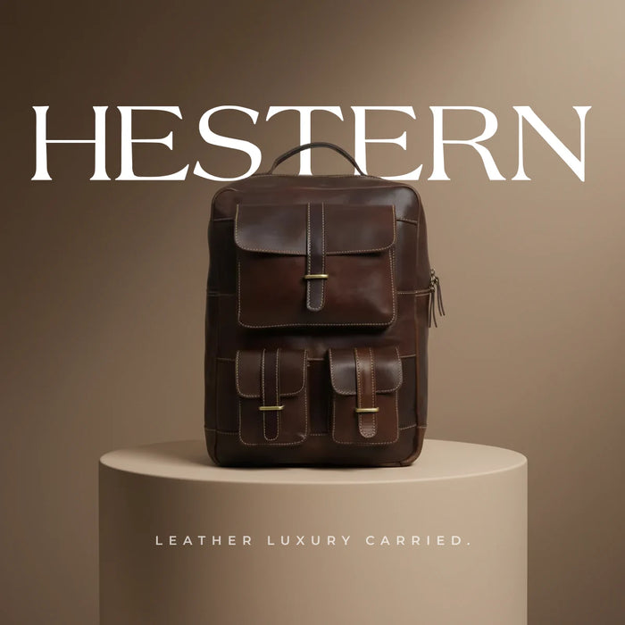 Hestern TerraLux Leather Backpack-Expresso Brown