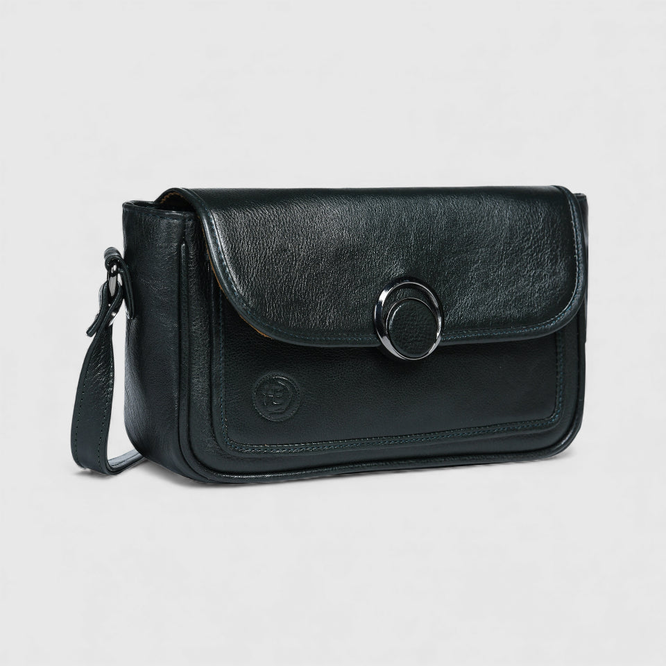 Verdant Elegance Women's Leather Handbag - Rich green