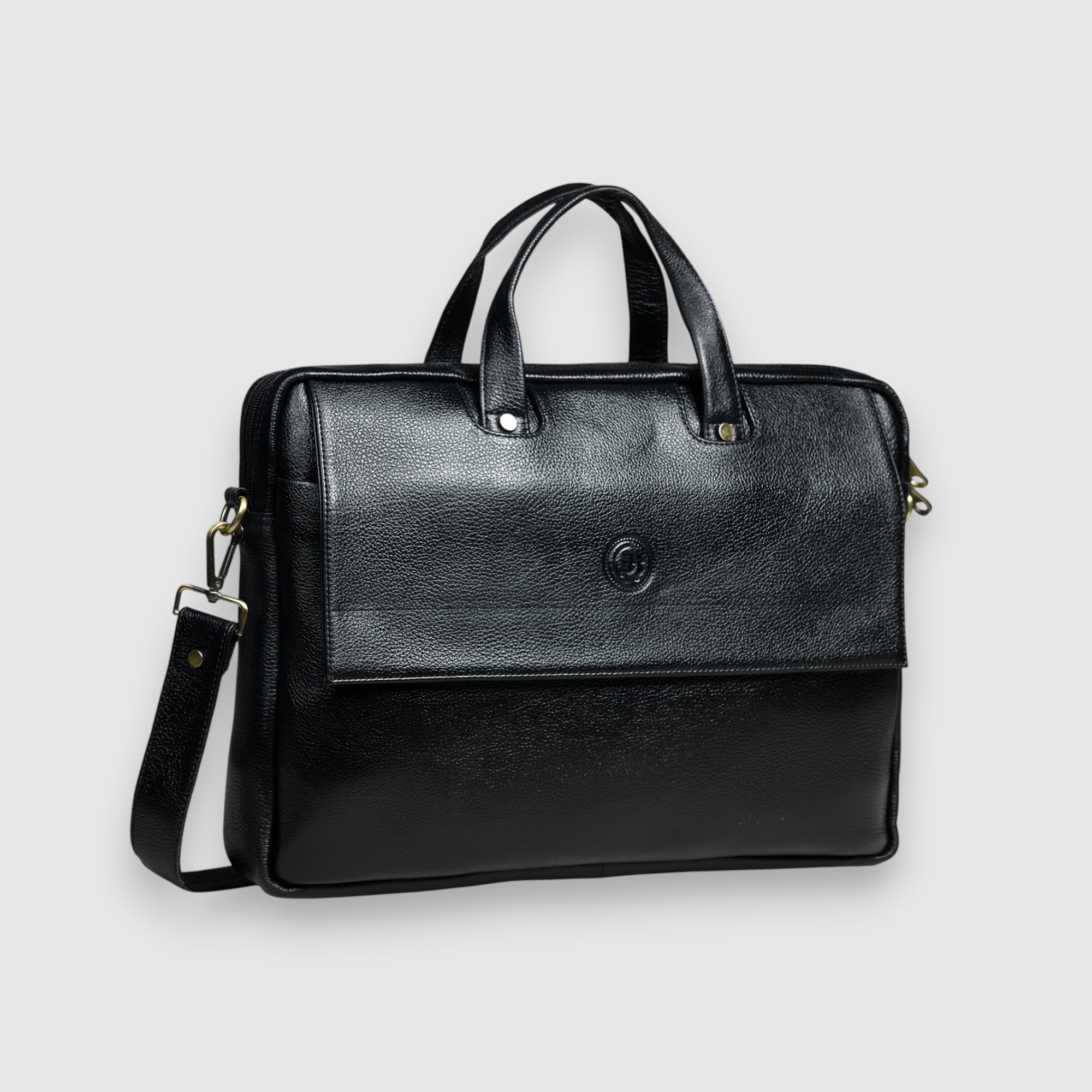 Executive Edge Leather Laptop Briefcase - Black Colour