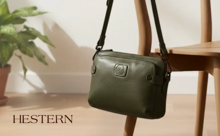 Classic Cognac Leather Women's Handbag - Olive Colour
