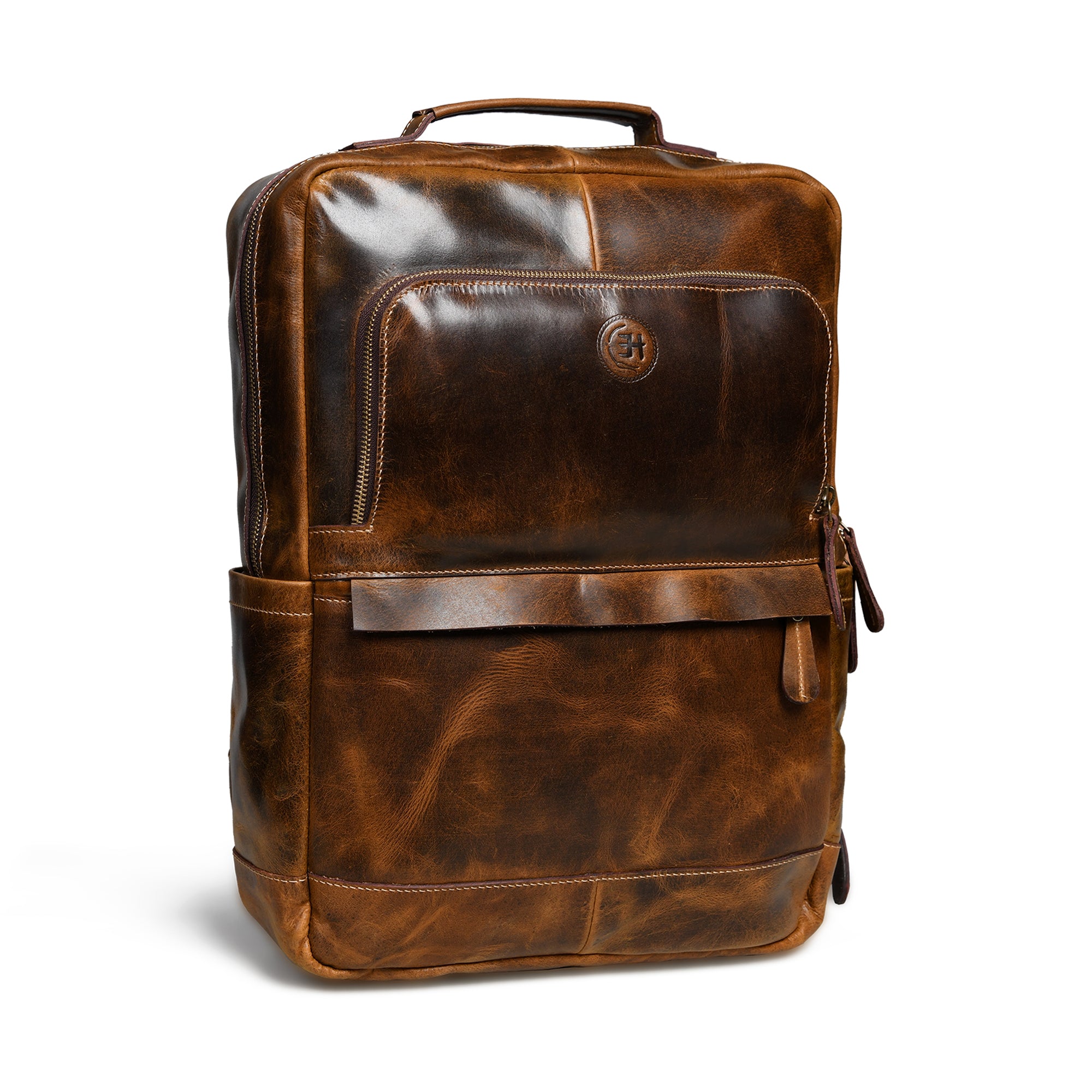 Alpine Vintage Leather Laptop Backpack - Tan Colour