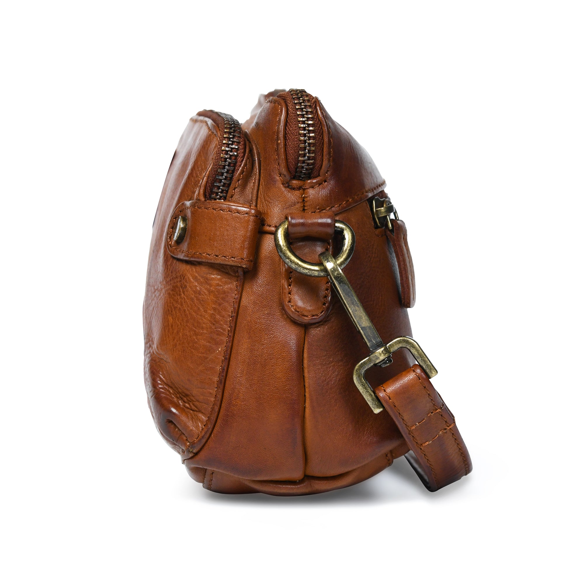 Classic Cognac Leather Women's Handbag - Tan colour