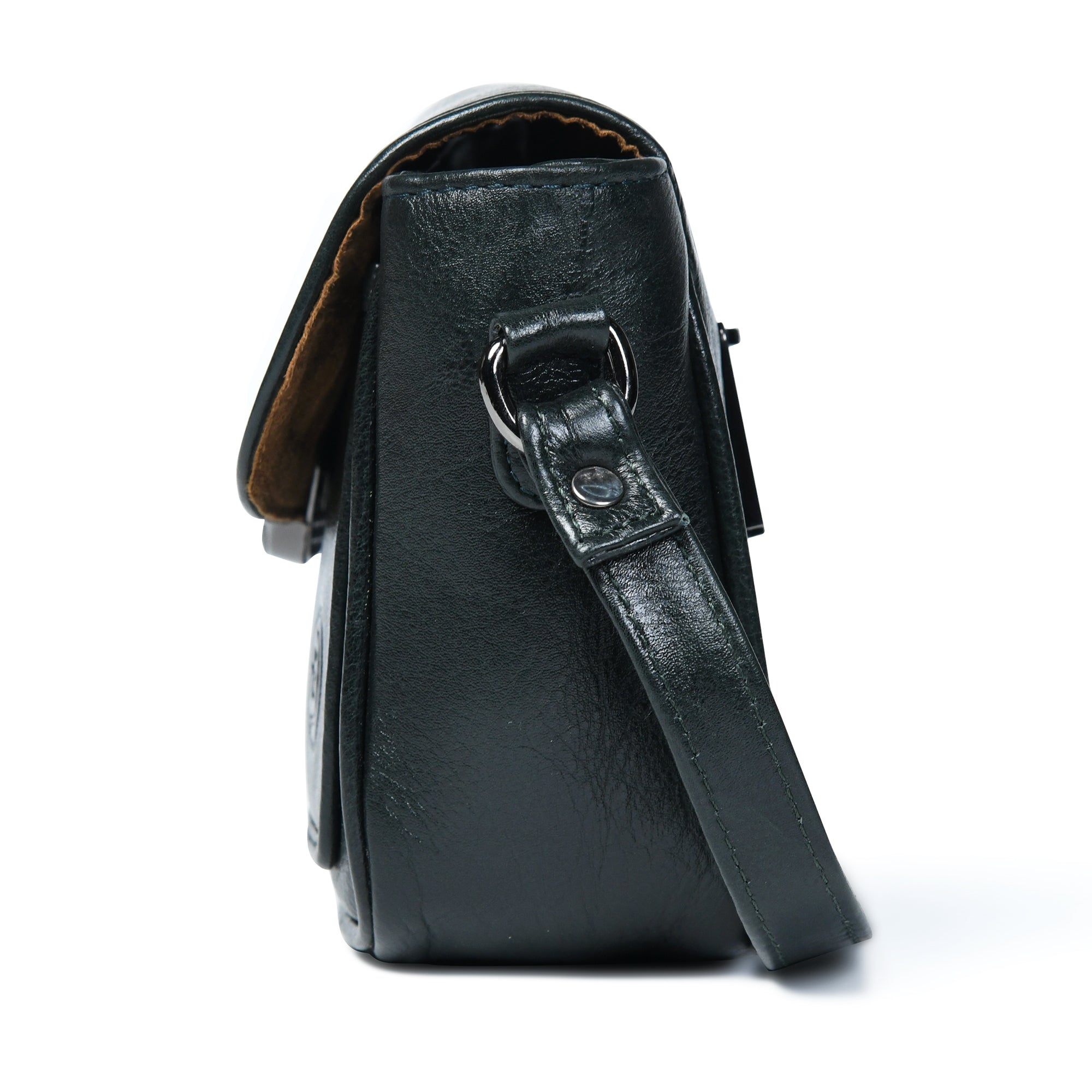 Verdant Elegance Women's Leather Handbag - Black Colour