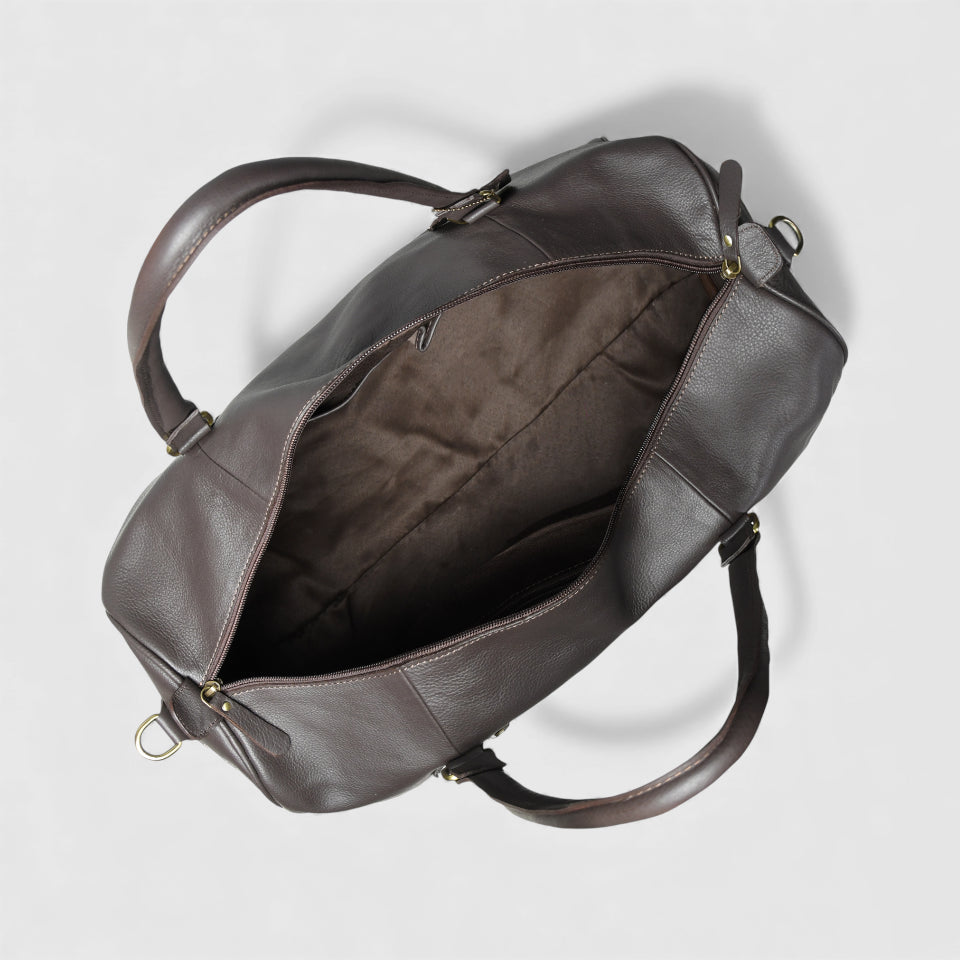 The Voyager Leather Travel Duffle Bag - Expresso brown