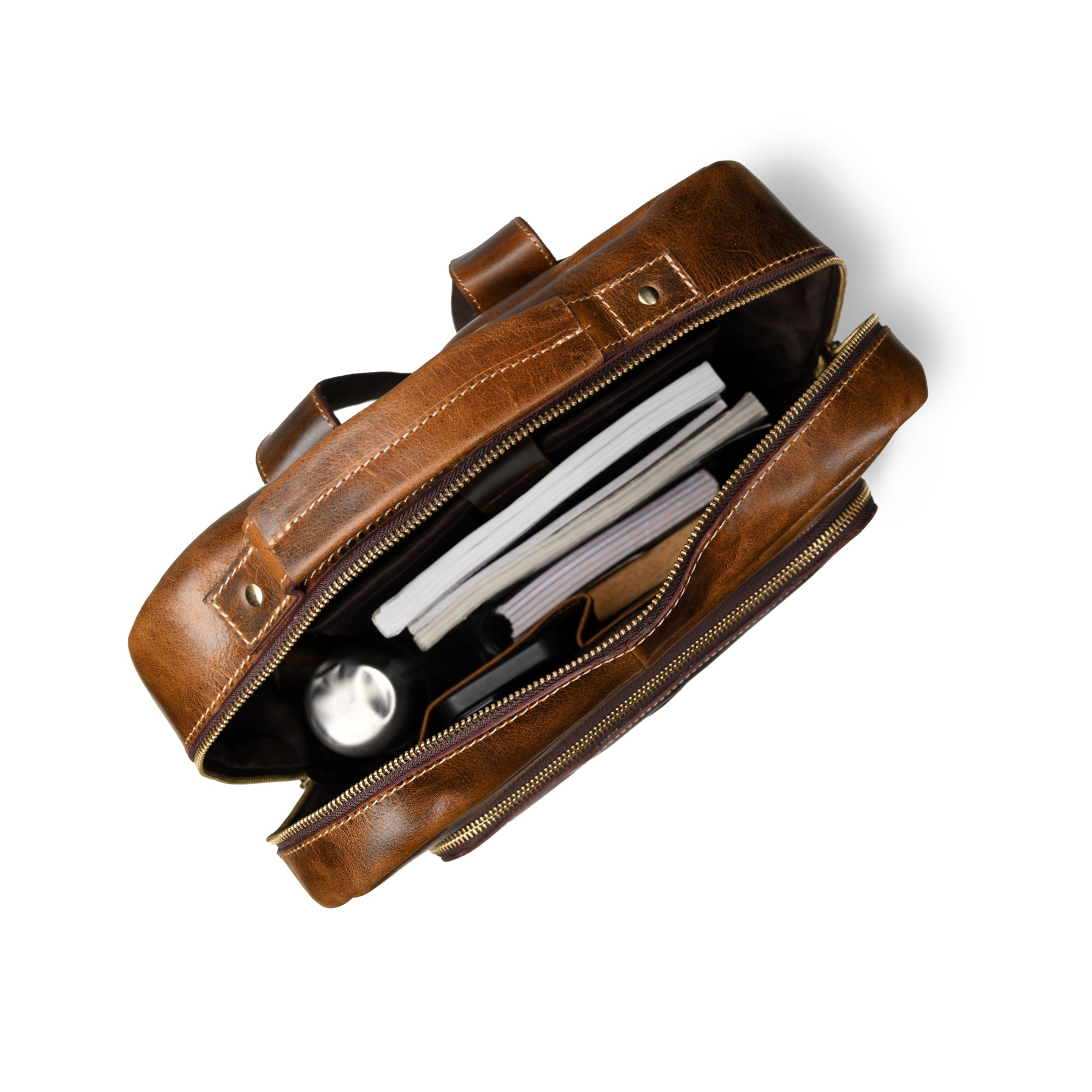 Alpine Vintage Leather Laptop Backpack - Tan Colour