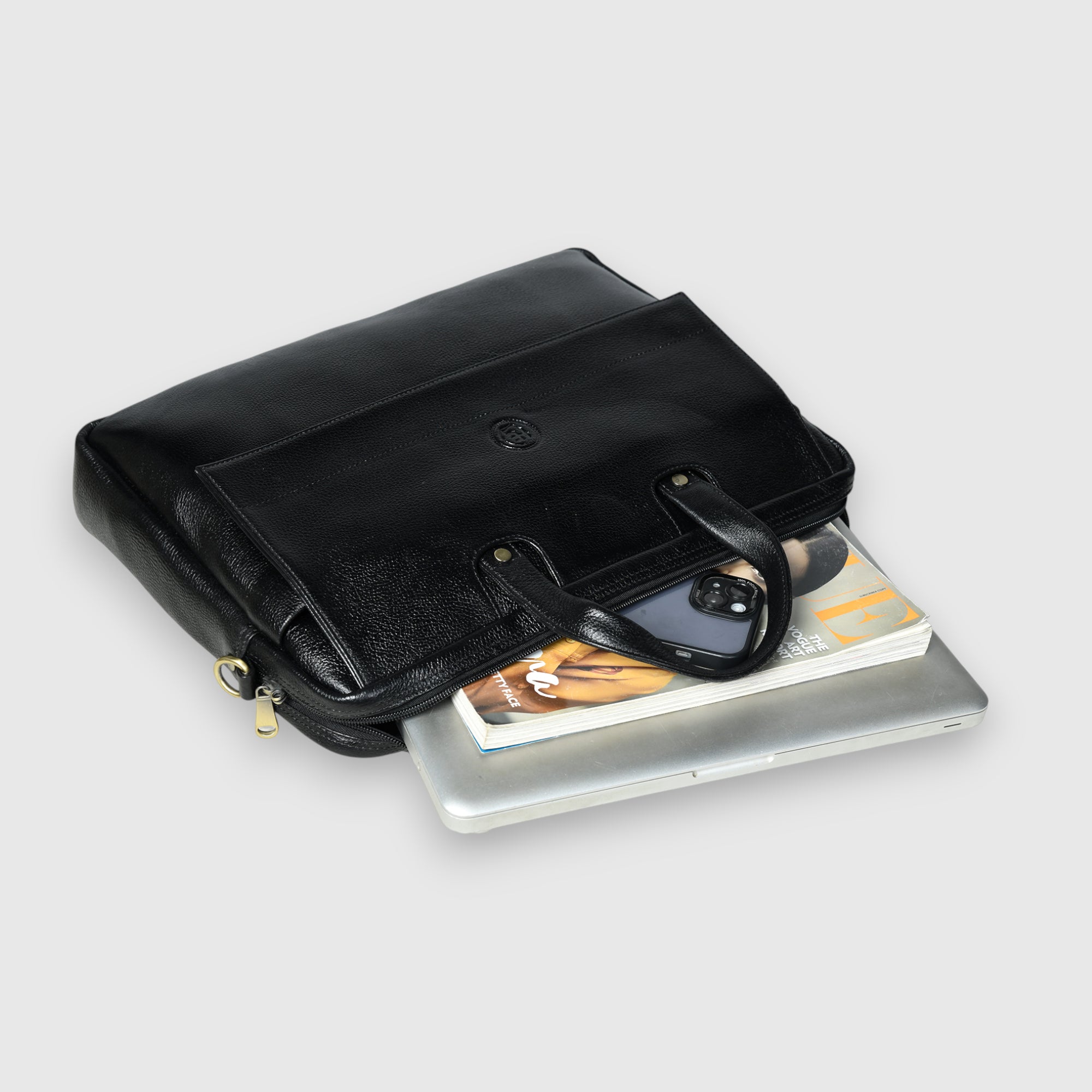 Executive Edge Leather Laptop Briefcase - Black Colour