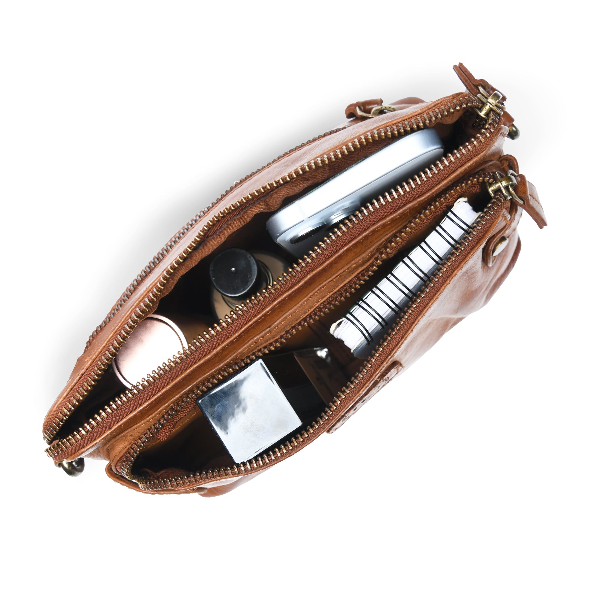 Classic Cognac Leather Women's Handbag - Tan colour