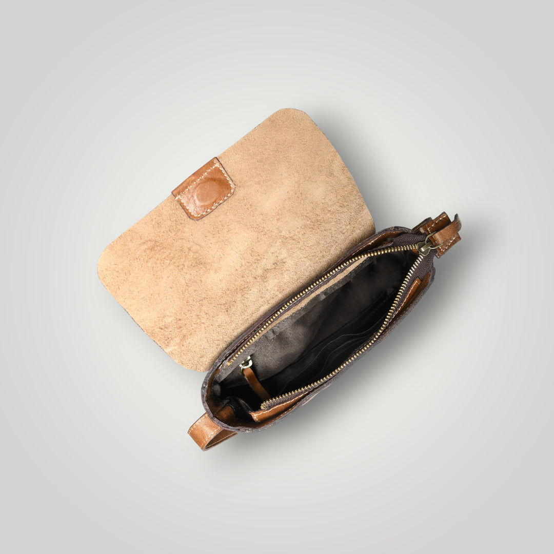 The Heritage Raw Leather Satchel Bag- Camel tan