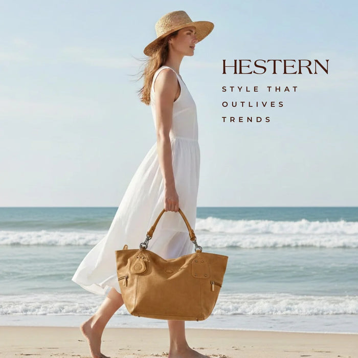 Monarch Luxe Suede Leather Convertible Tote Handbag – Camel Tan