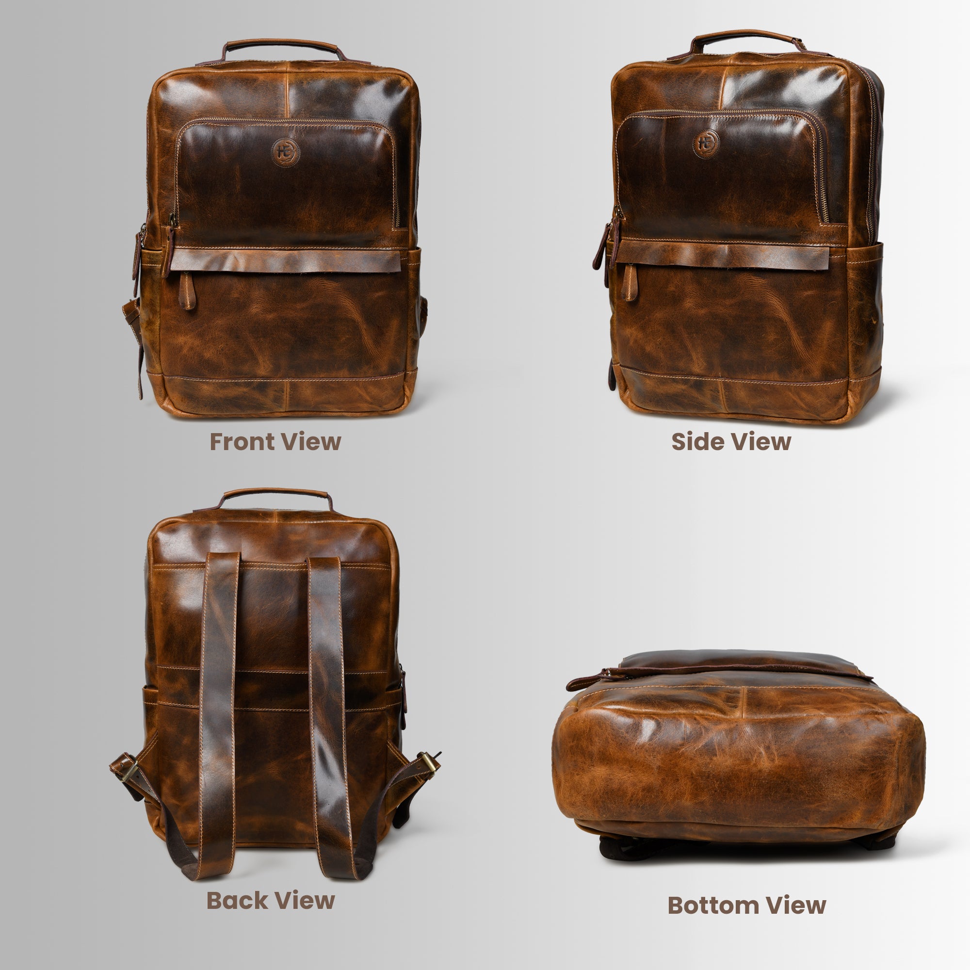 Alpine Vintage Leather Laptop Backpack - Tan Colour