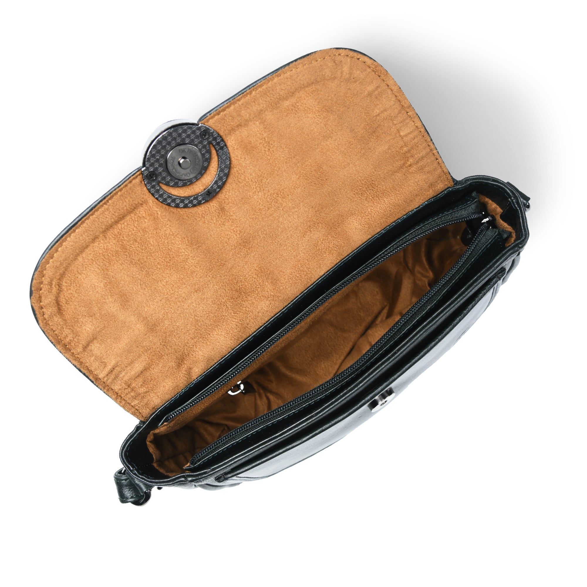 Verdant Elegance Women's Leather Handbag - Black Colour