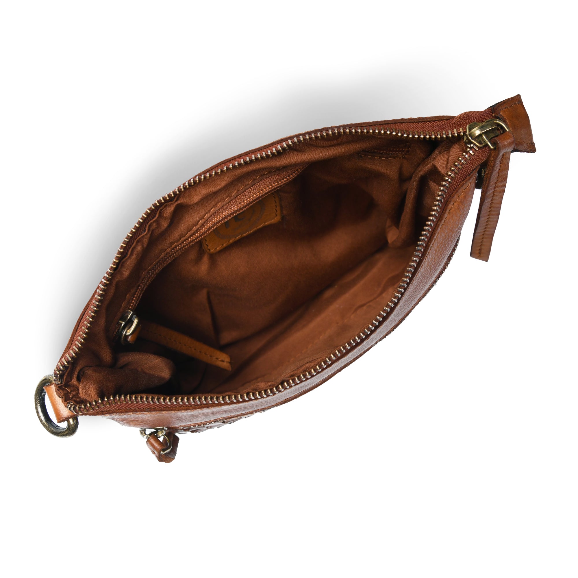 Woven Elegance Leather Handbag - Tan Colour