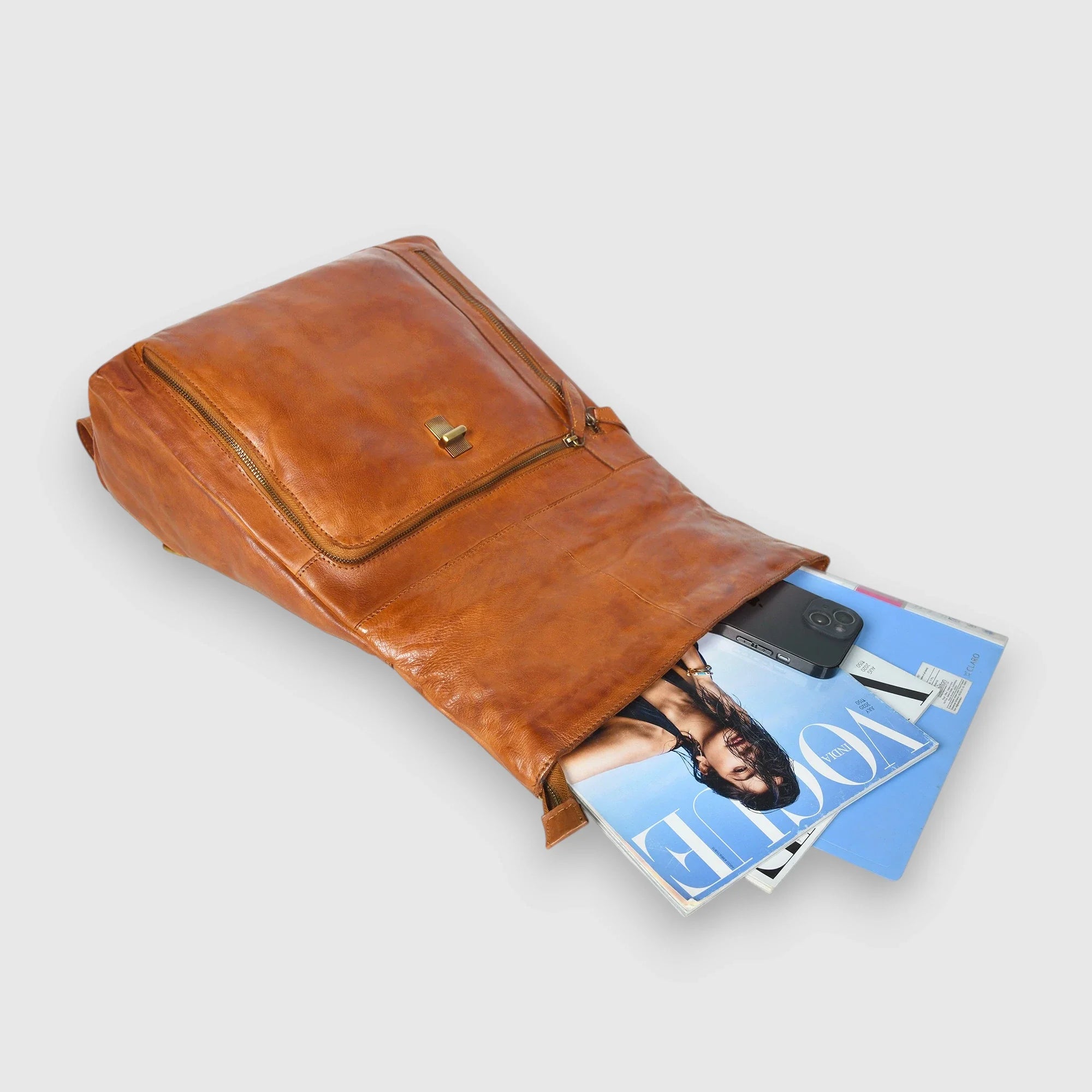 Atlas Leather Backpack – Tan color