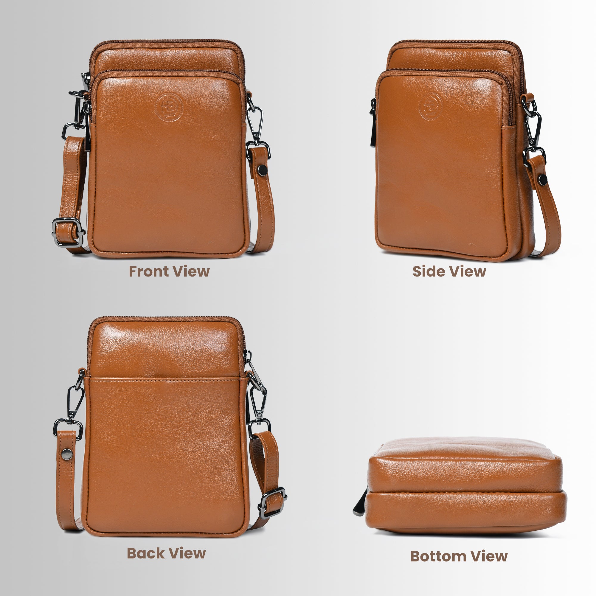 AmberStride Leather Sling Bag – Brown Colour