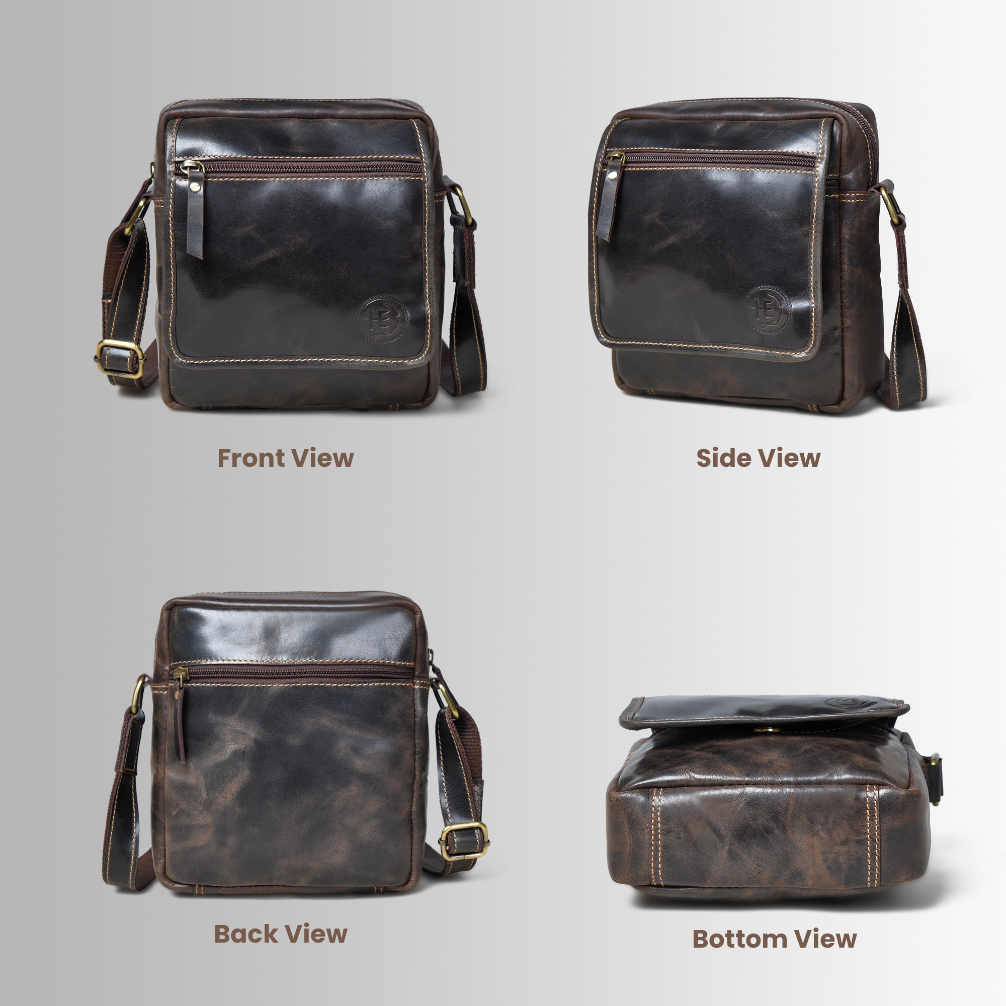 Explorer Vintage Leather Sling Bag - Espresso brown