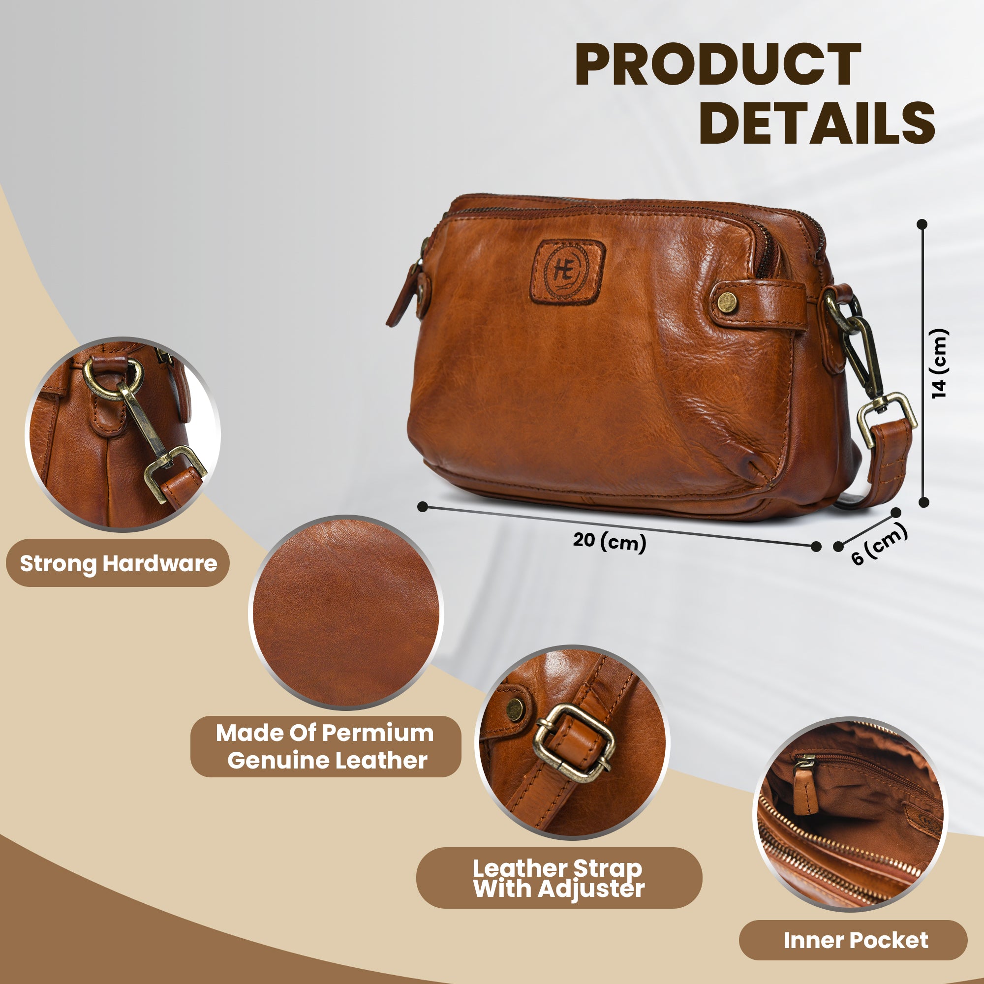 Classic Cognac Leather Women's Handbag