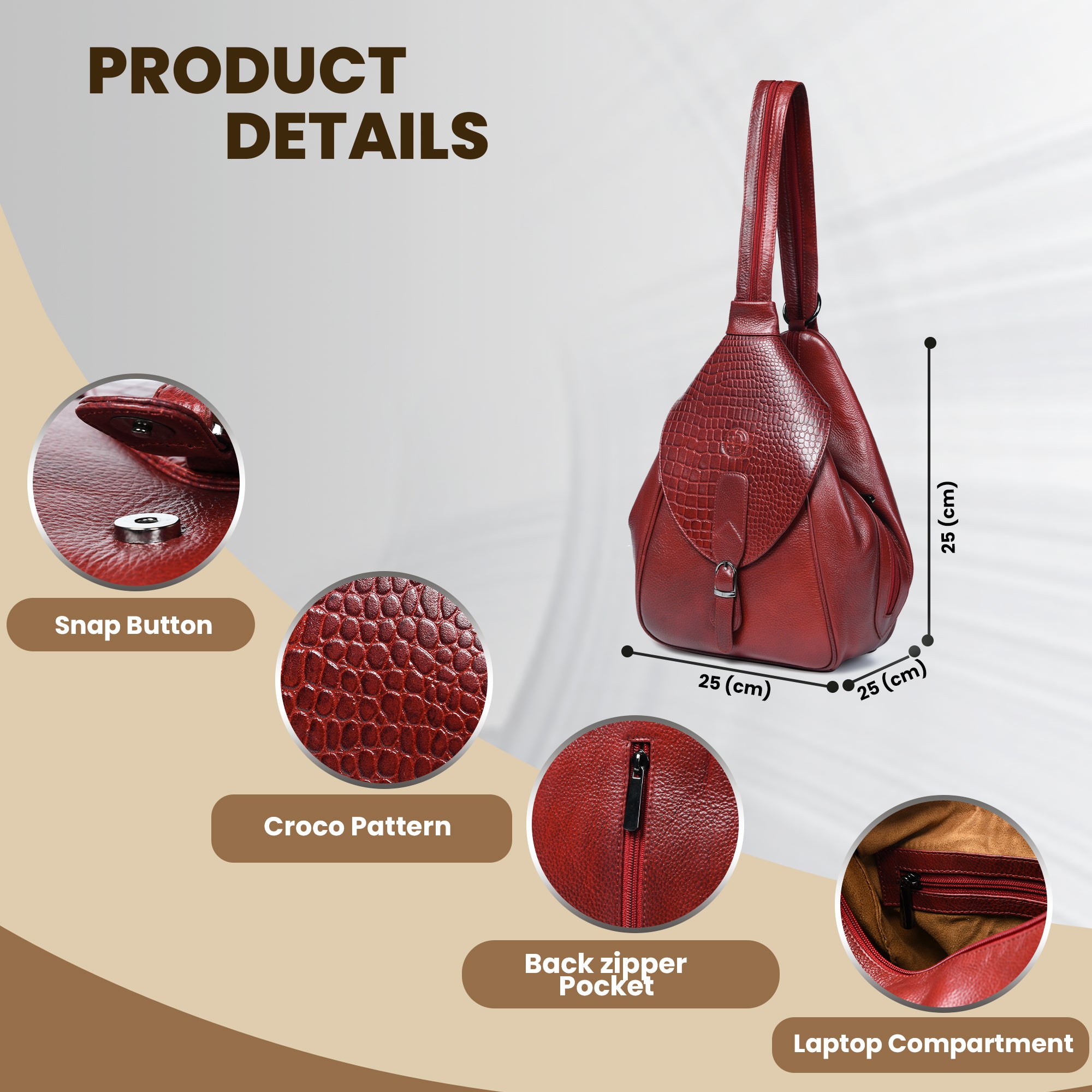 Maroon Croco Leather Shoulder Bag