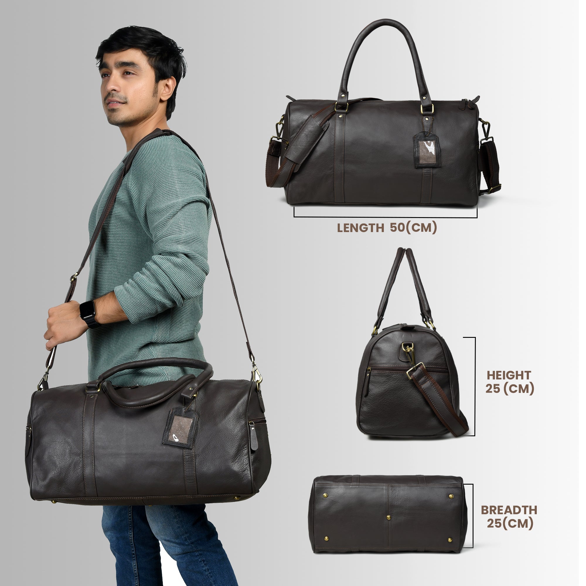 The Voyager Leather Travel Duffel - Brown Colour