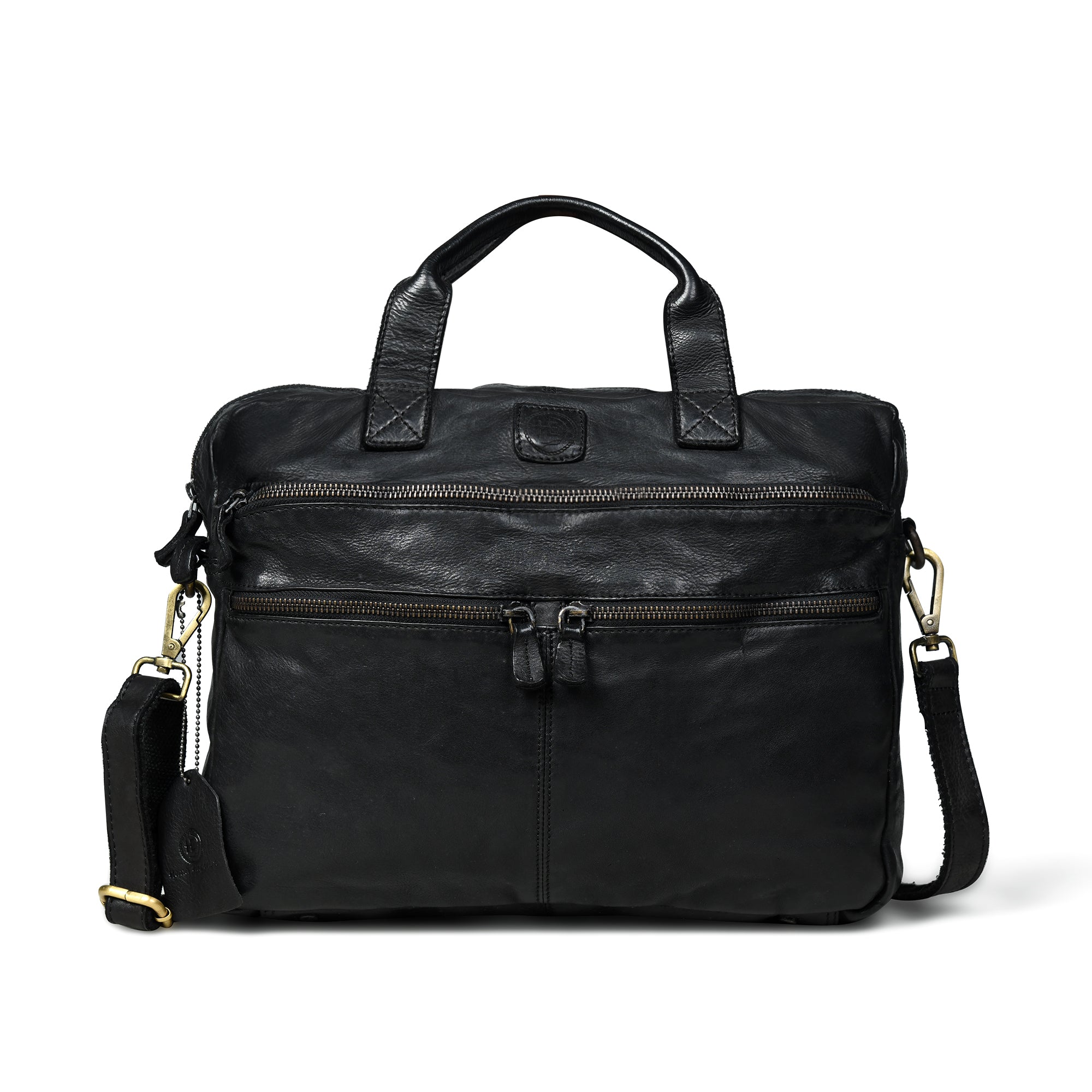 Voyager Vintage Leather Laptop Bag - Black Colour