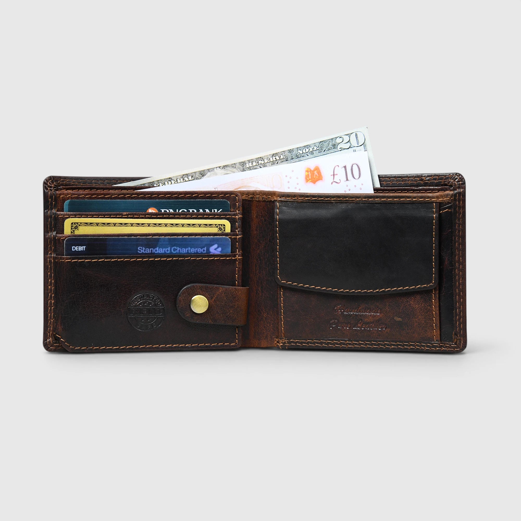 Stallion Crest Vintage Leather Bifold Wallet – Espresso brown