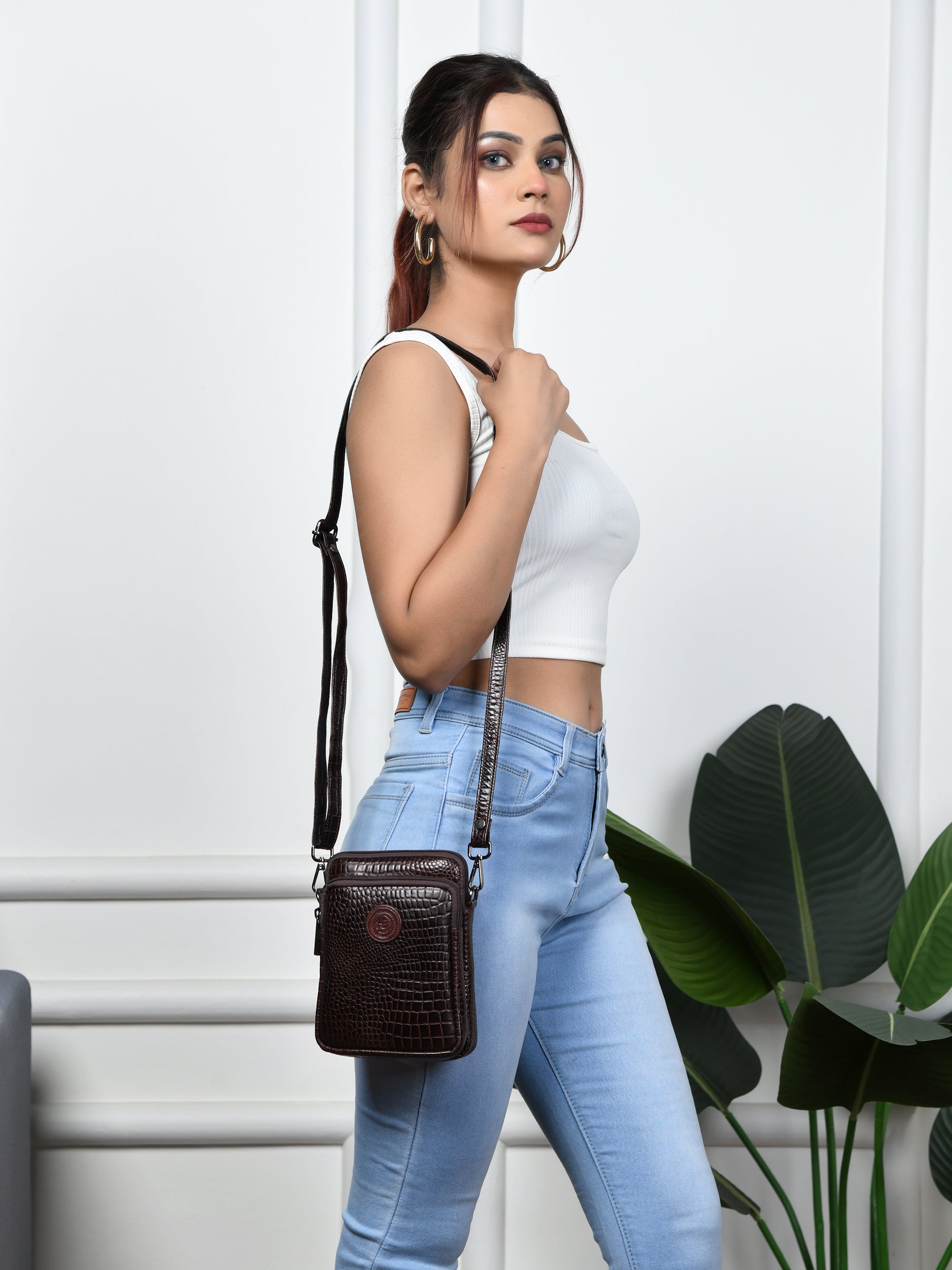 Croc Luxe Leather Sling Bag