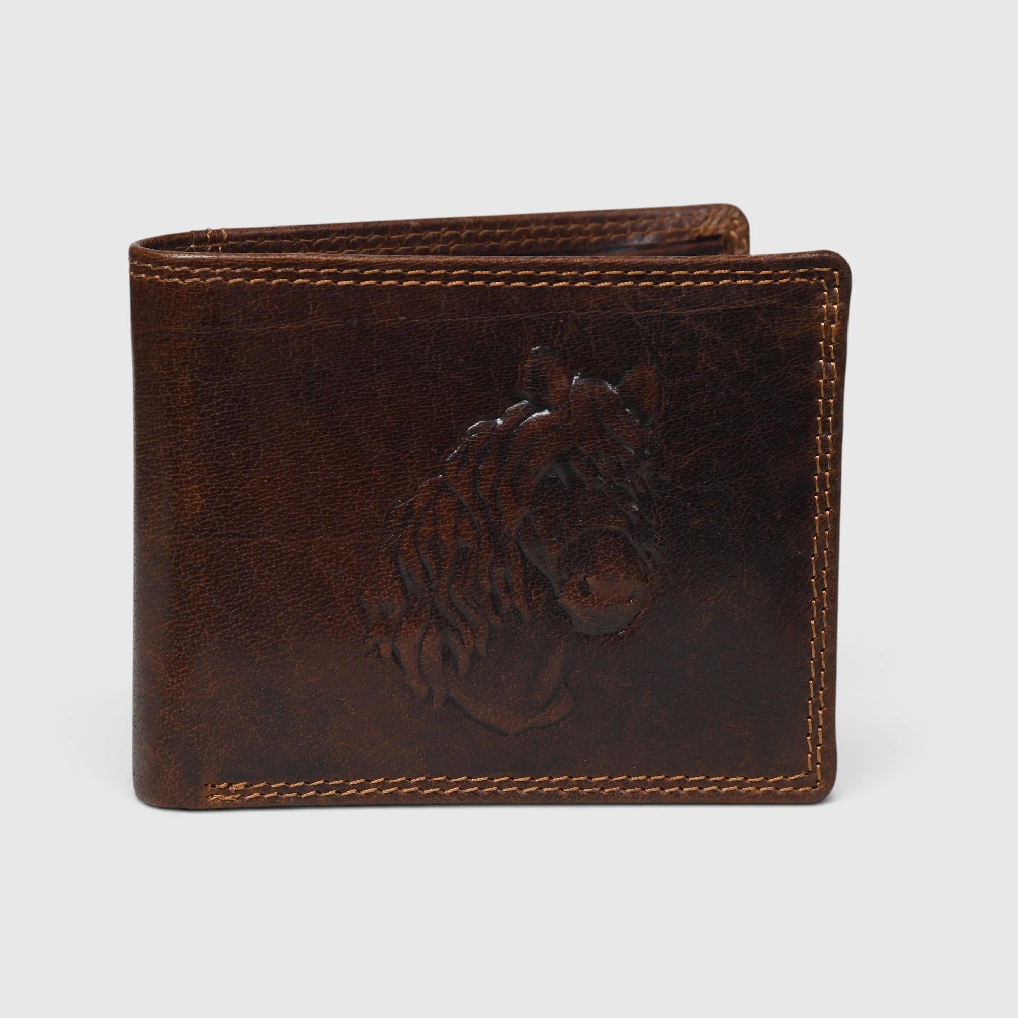 Stallion Crest Vintage Leather Bifold Wallet – Brown Colour