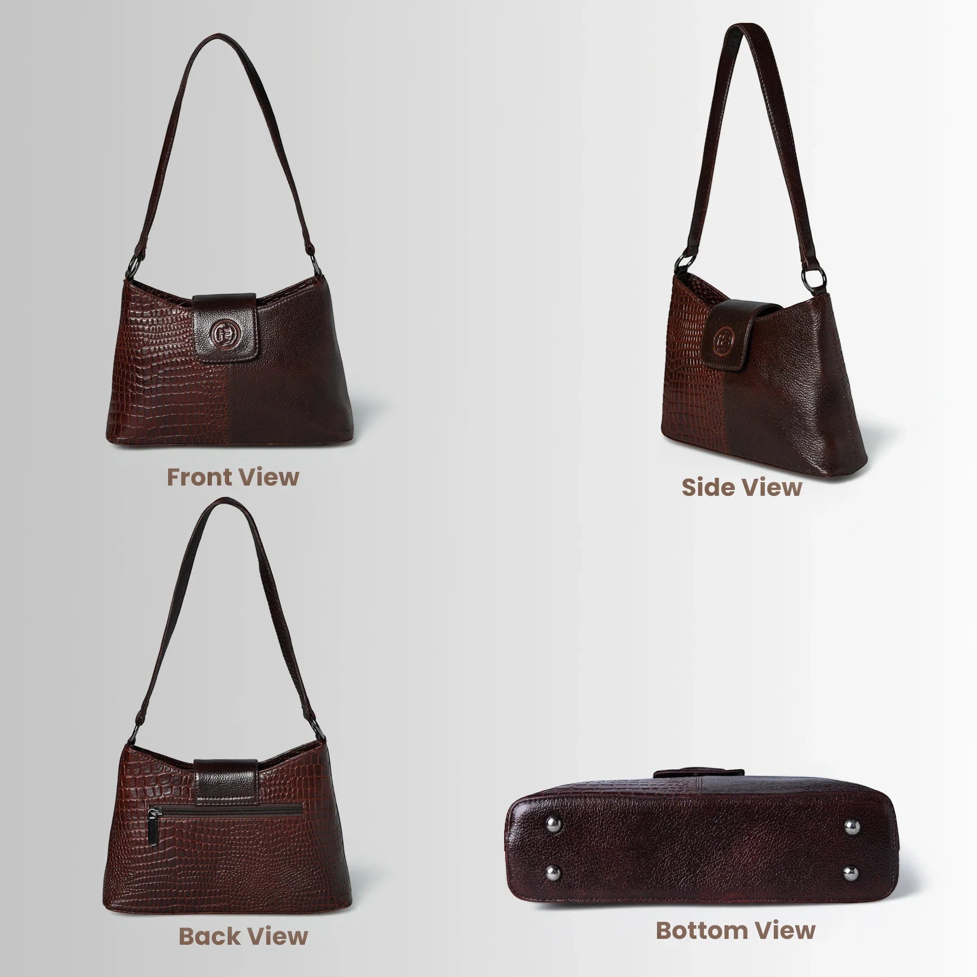 Luna Croco Full Grain Leather Shoulder Bag – Maroon Colour