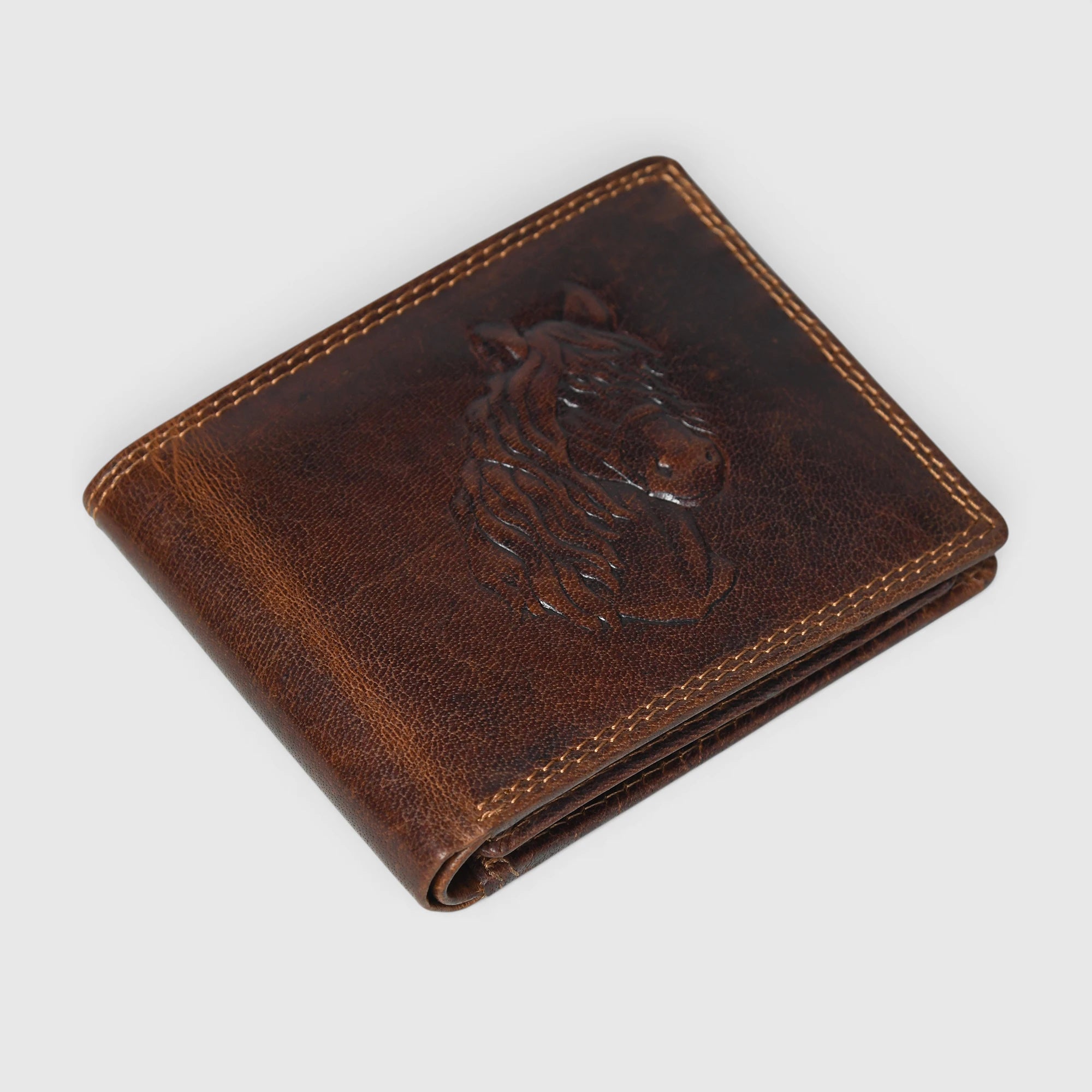 Stallion Crest Vintage Leather Bifold Wallet – Brown Colour