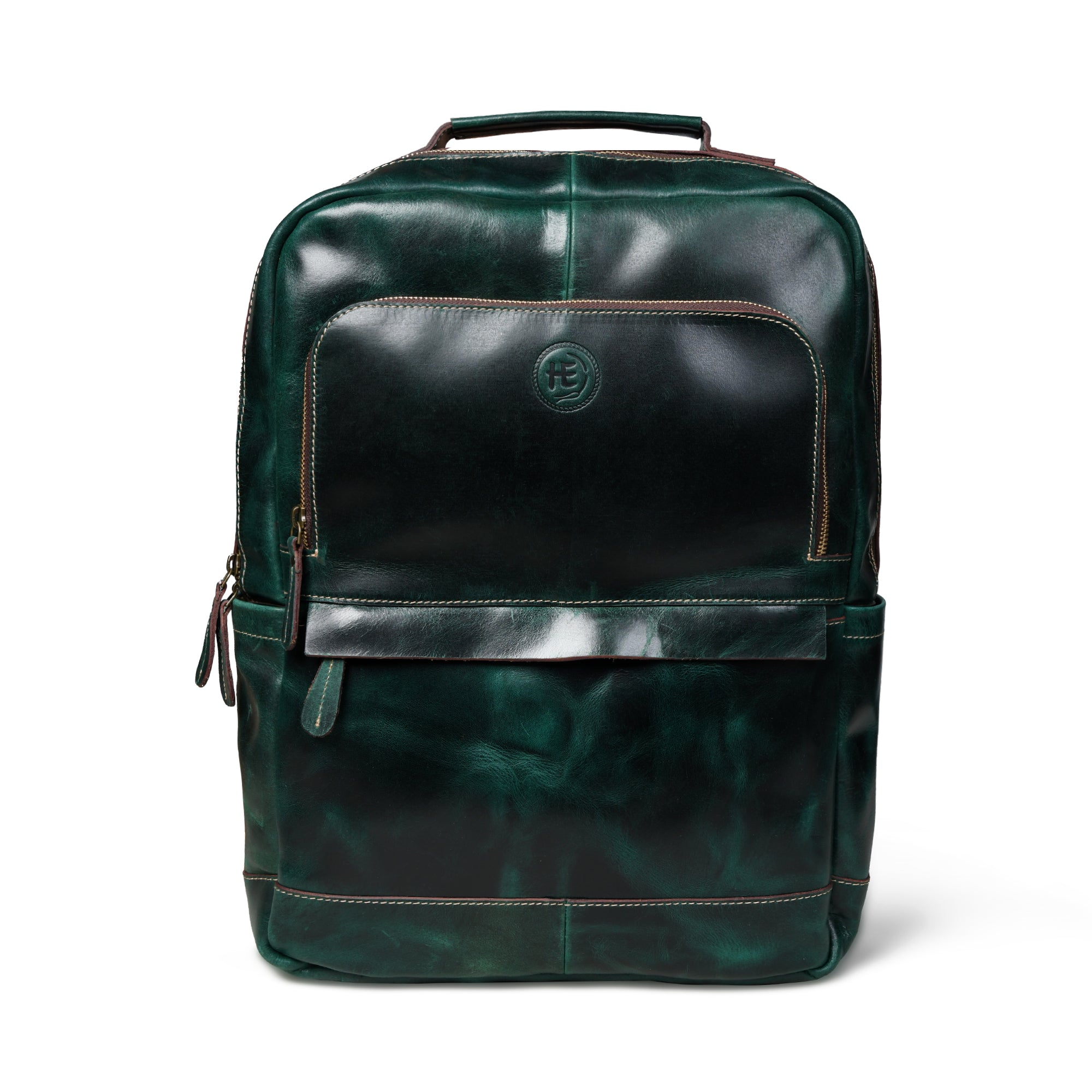 Alpine Vintage Leather Laptop Backpack - Green Colour
