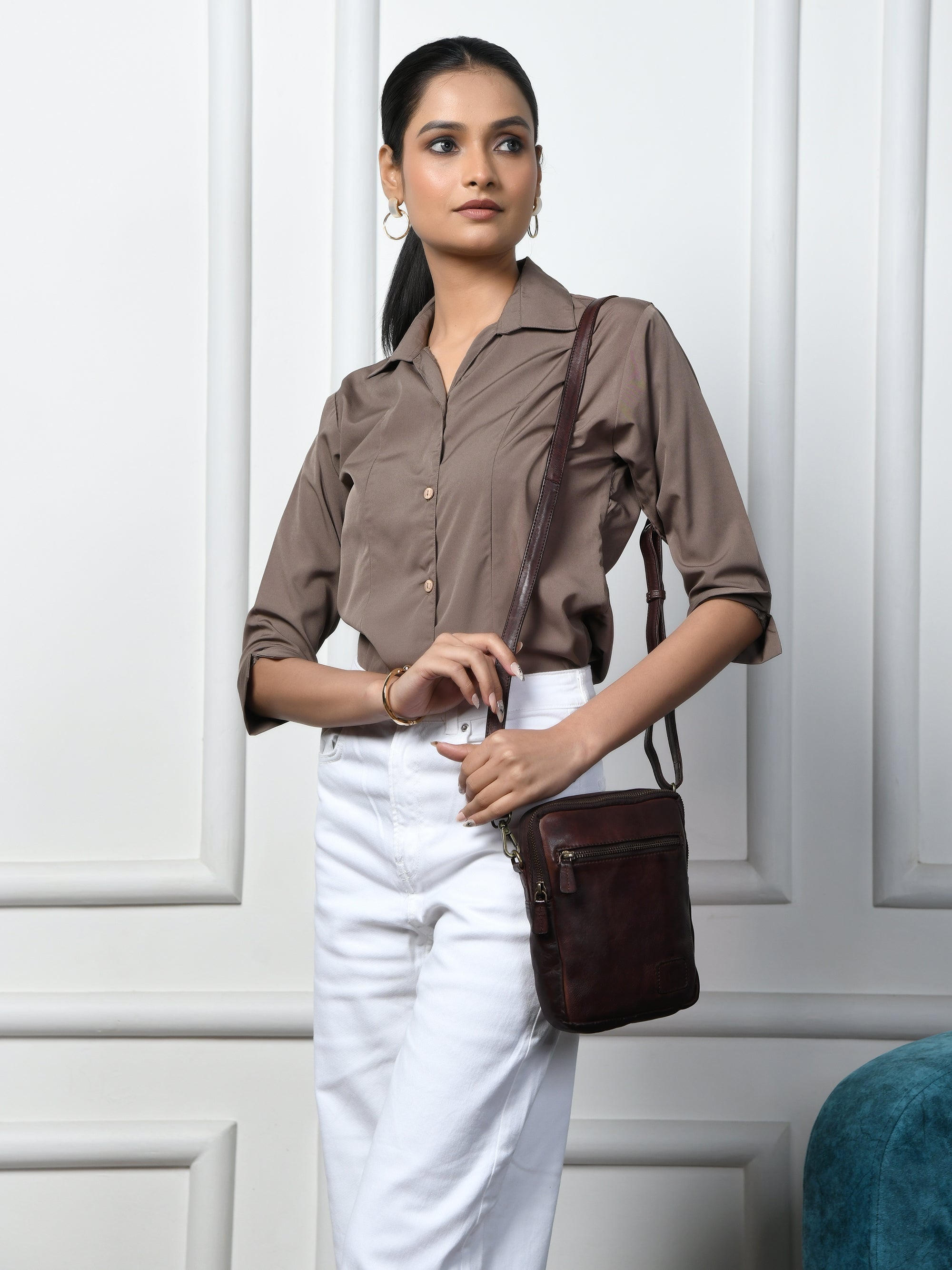 OxBlood Trail Leather Sling Bag – Brown Colour